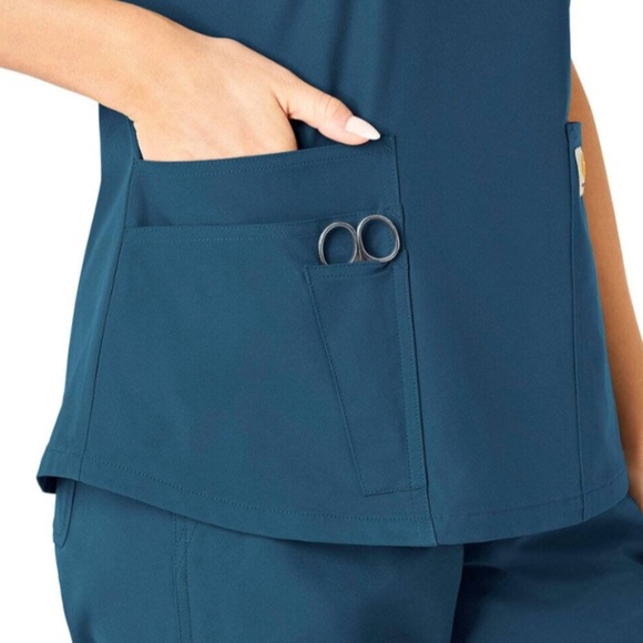 CARHARTT Force Essentials V-Neck Scrub Top in Caribbean Blue - Picture 5 of 10